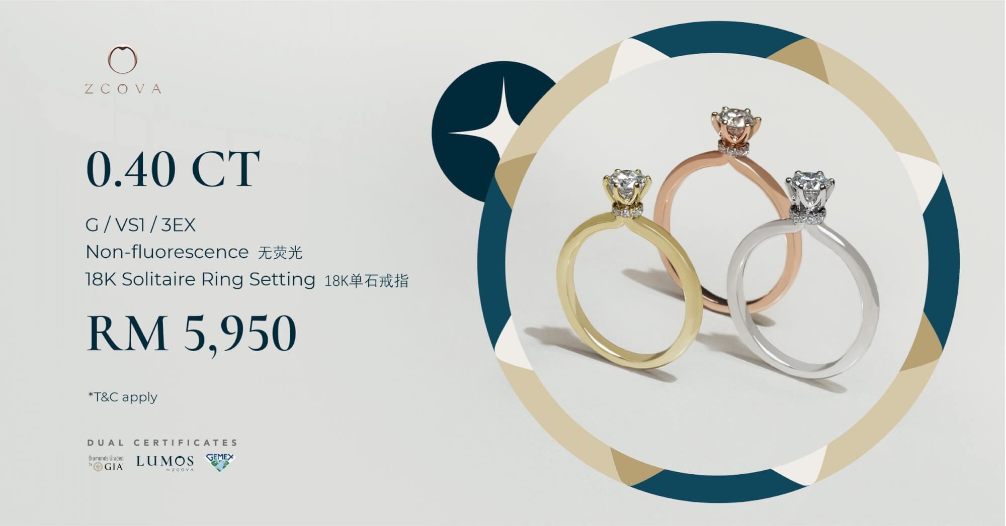 0.4 carat diamond engagement ring promotion malaysia with 0% instalment plan