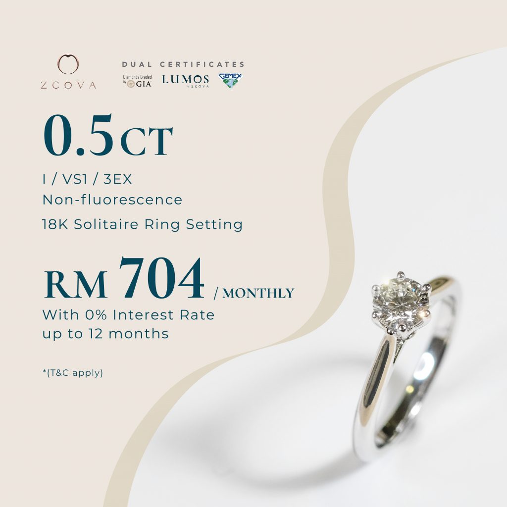 0.5 carat diamond engagement ring promotion malaysia with 0% instalment plan