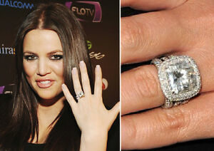 Khloe Kardashian Cushion Cut Halo Engagement Ring