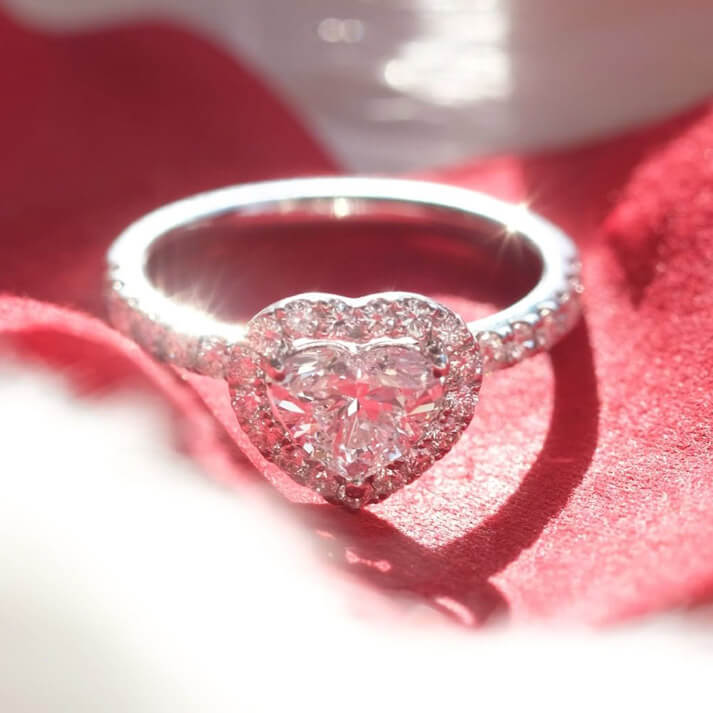 Classic Heart Shape Halo Engagement Ring