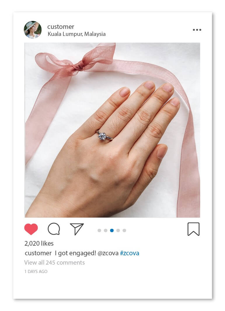 sharing engagement ring on social media
