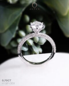 Triple Row Micro Pave Engagement Ring
