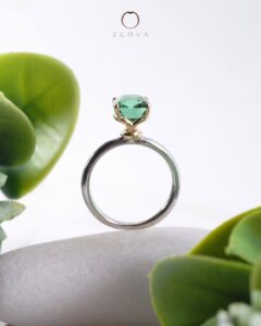 Blue-Green Tourmaline Engagement Ring - green gemstone engagement ring