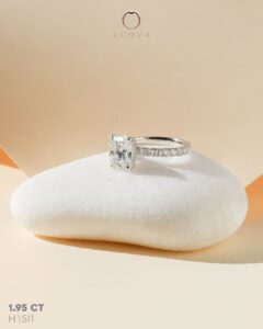 ZCOVA GIA cushion shZCOVA GIA cushion shape diamond ring with pave diamondsape diamond pave ring (square vs elongated cushion)