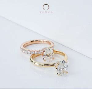 ZCOVA GIA oval shape diamond rose gold and yellow gold ring