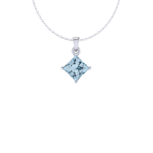 Princess cut Aquamarine gemstone pendant necklace