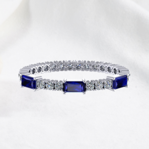 Custom design Tennis Bracelet with Blue Sapphire Gemstone and GIA Diamond Online Malaysia