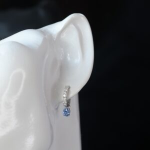 Blue Sapphire Earring Design with Pave Diamonds Malaysia ICL Certificate