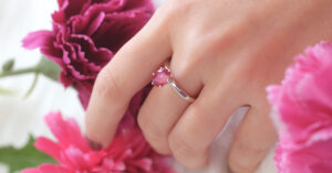 Oval Red Ruby Gemstone in Solitaire Ring
