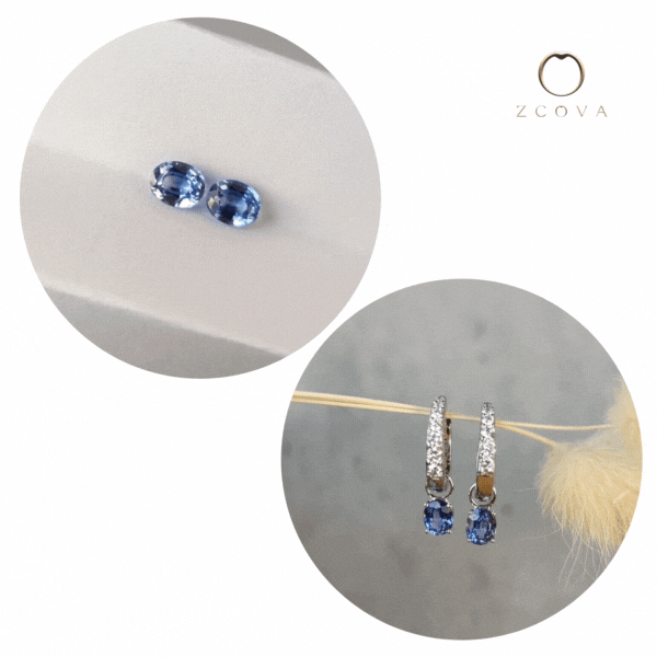 cornflower blue sapphire earring and diamond