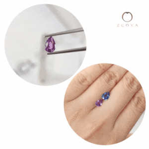 purple sapphire and blue sapphire pear shape gemstone