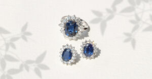 ZCOVA Princess Diana Blue Sapphire Earring and Ring