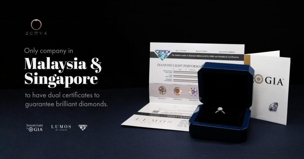 zcova the only brand to hold dual certified diamonds in malaysia and singapore