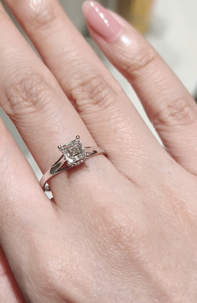 0.9CT Asscher Diamond Engagement Ring