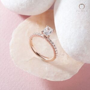 0.6CT Radiant Lia Pave Engagement Ring