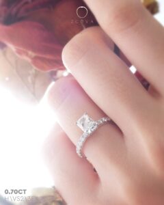 0.7CT Radiant Pave Engagement Ring