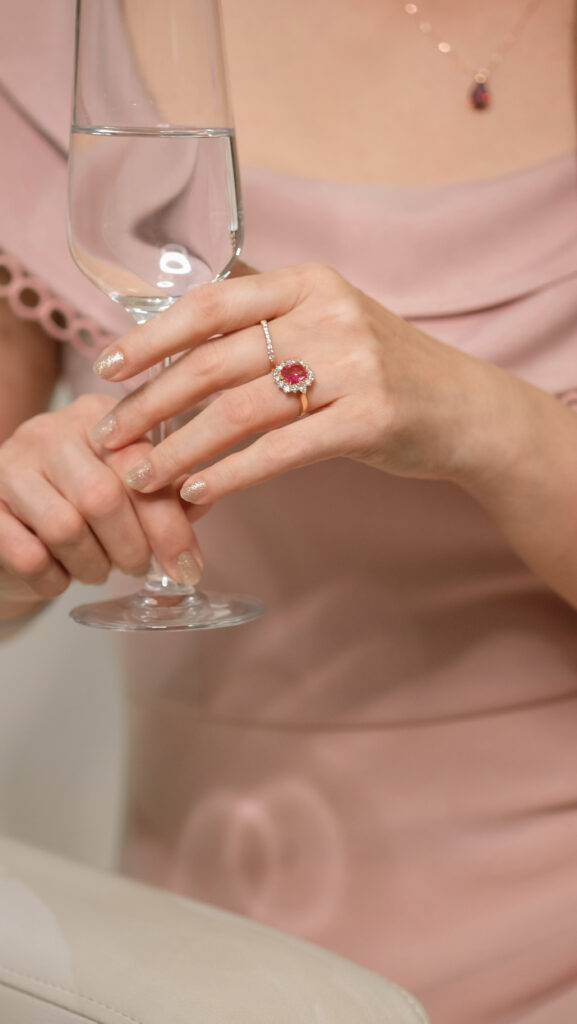 Padparadscha Sapphire gemstone engagement ring