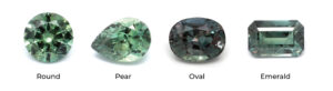 different shapes of alexandrite gemstone