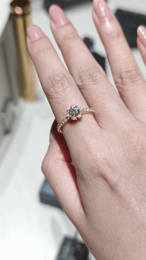0.6ct crown tulip pave engagement ring