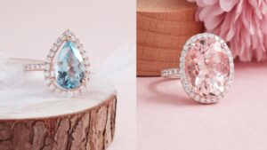 Aquamarine and Morganite Gemstone Ring