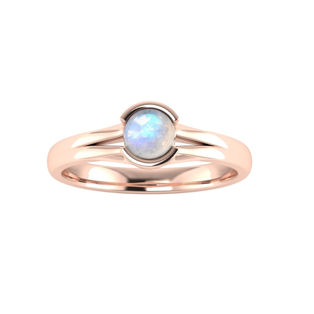 Moonstone gemstone with bezel setting solitaire engagement ring