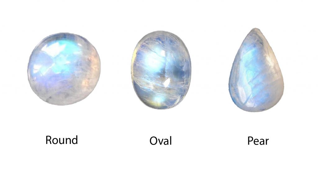 Moonstone shapes, june birthstone