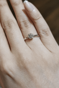 0.3CT Round Crown Tulip Low Setting Engagement Ring