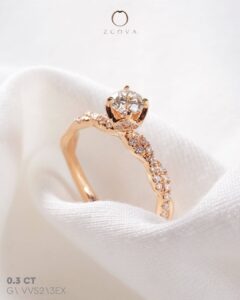 Twisted Tulip Pave Rose Gold Engagement Ring