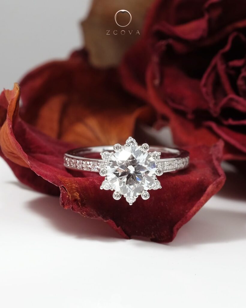 Flower Diamond Engagement Ring