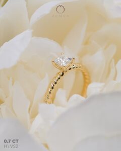 Princess Twisted Band Engagement Ring Yellow Gold