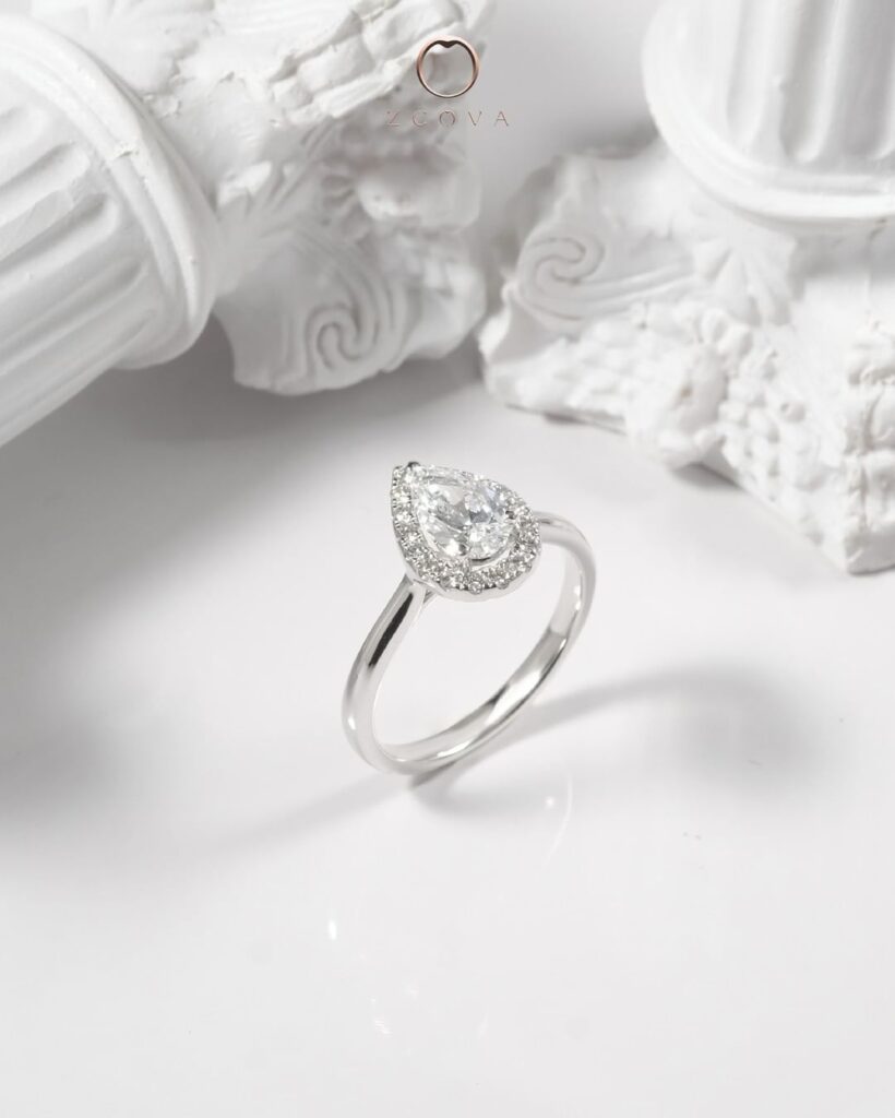 Pear Halo Engagement Ring