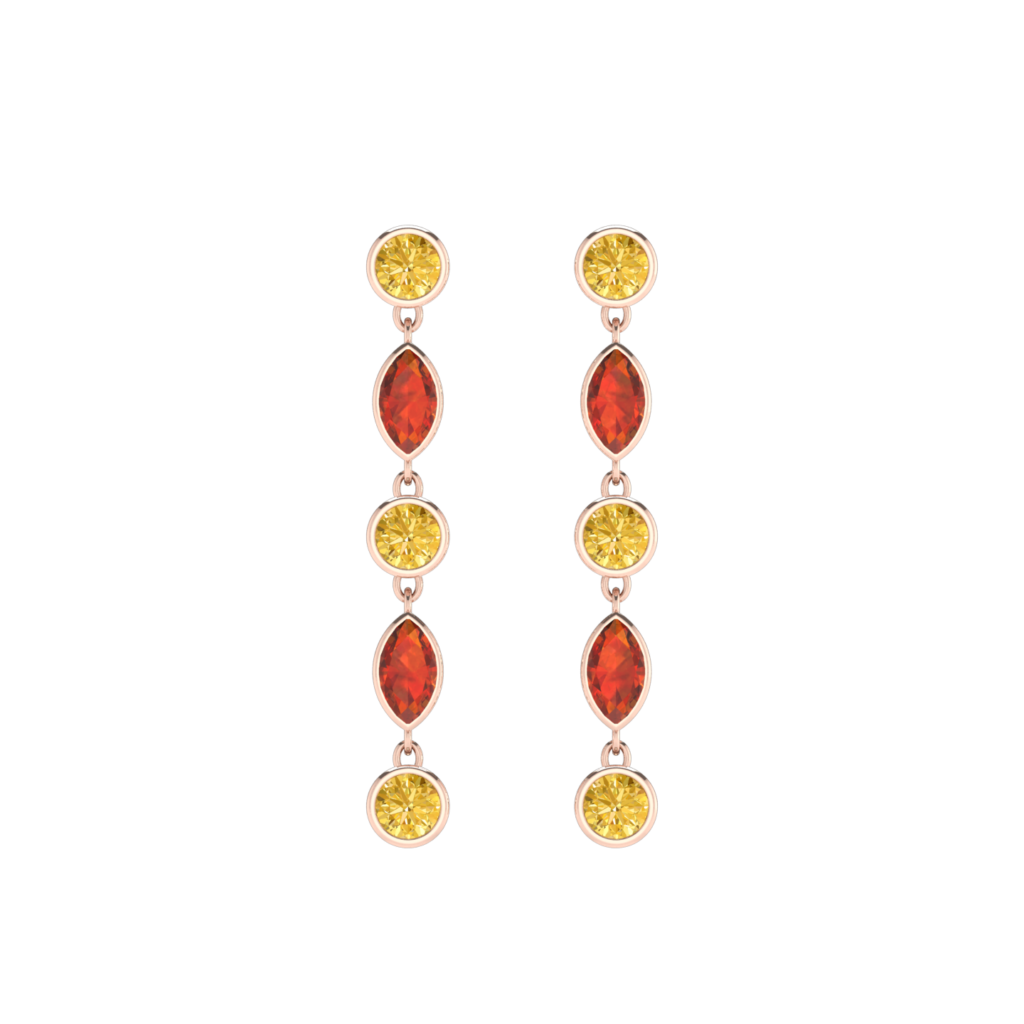 Round and Marquise shape Citrine gemstone dangling earring