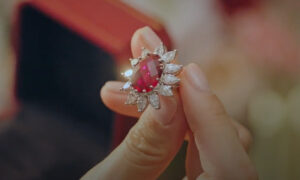 Penthouse Rose cut ruby gemstone ring