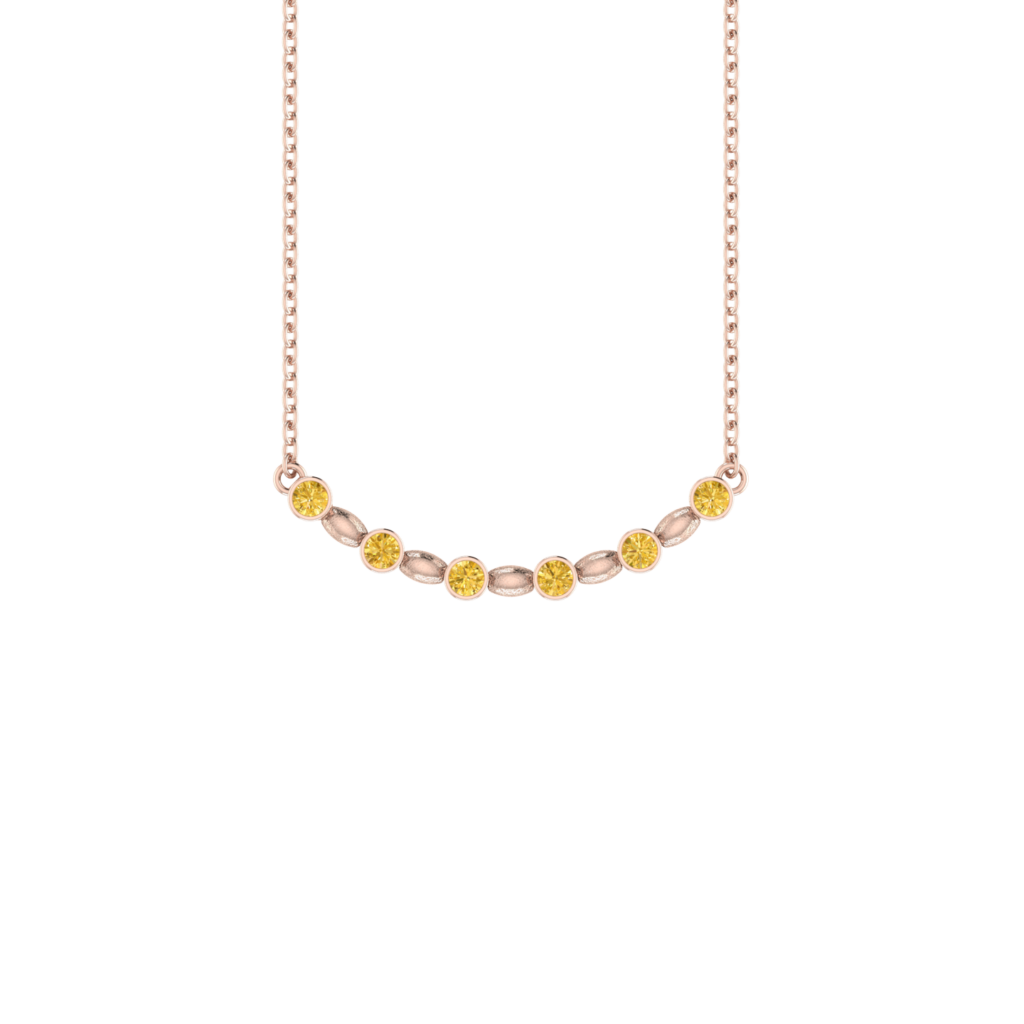 18K Gold Single Row Smile Necklace with Golden Citrine Gemstone