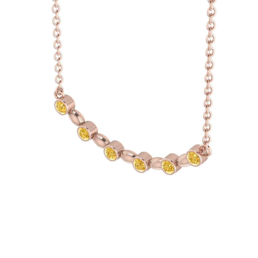 18K Gold Single Row Smile Necklace with Golden Citrine Gemstone