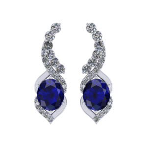 Blue Sapphire Earring with diamonds inspired by Queen Elizabeth