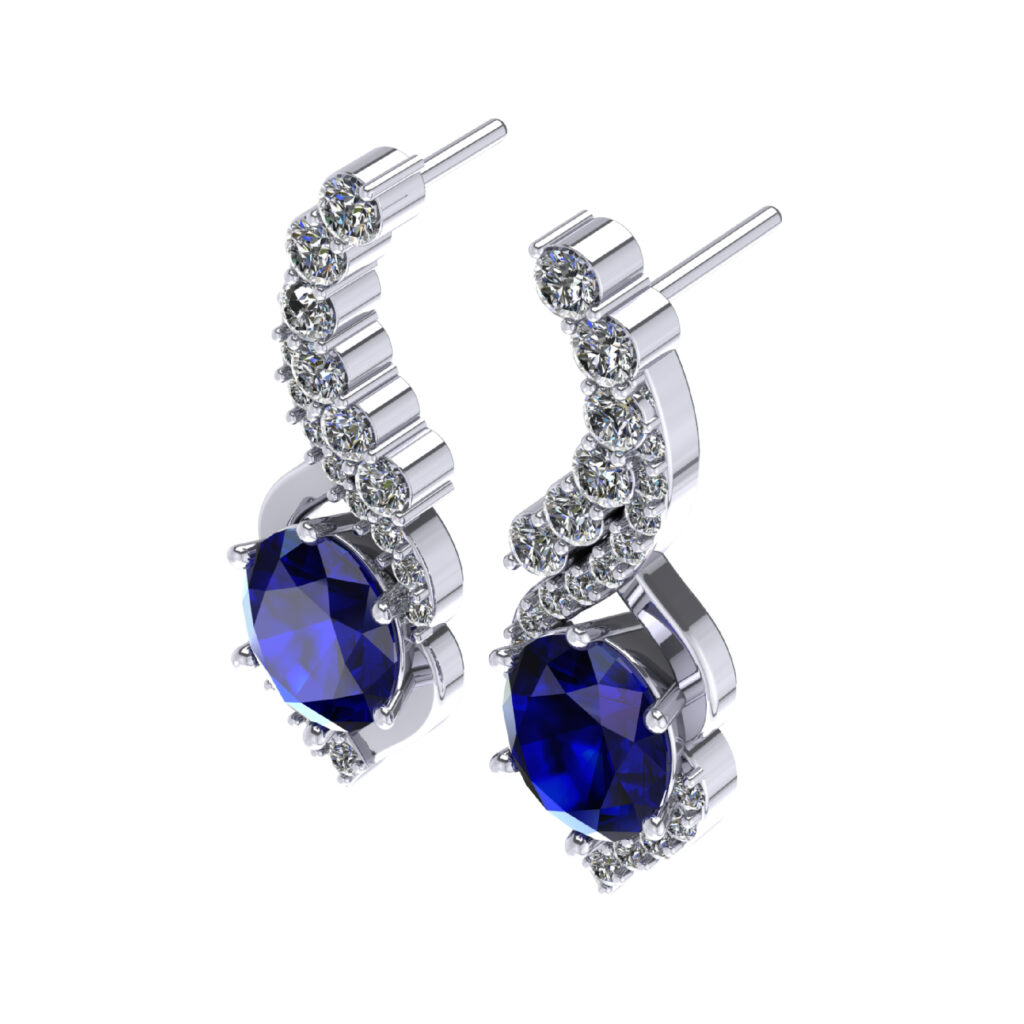 Blue Sapphire Earring with diamonds inspired by Queen Elizabeth