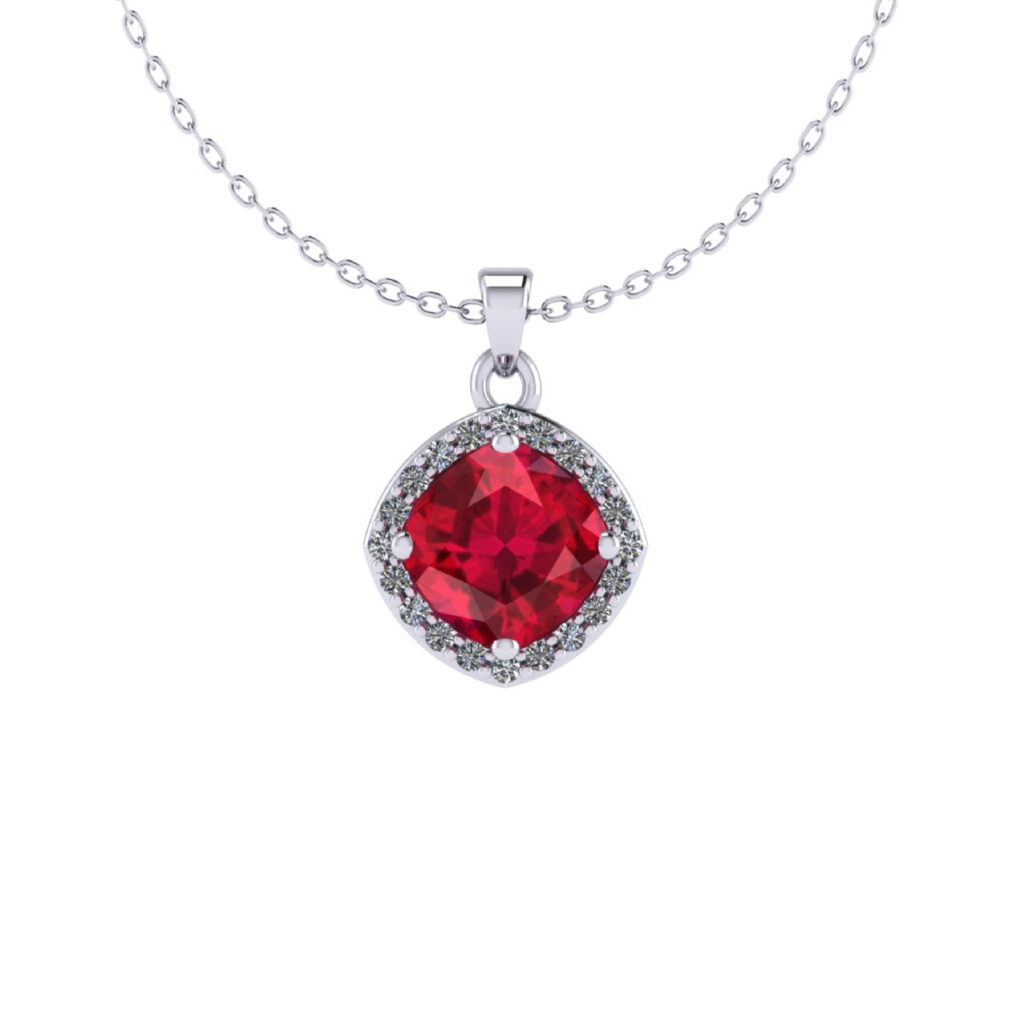 Cushion Ruby Gemstone with diamond halo Penthouse Kdrama