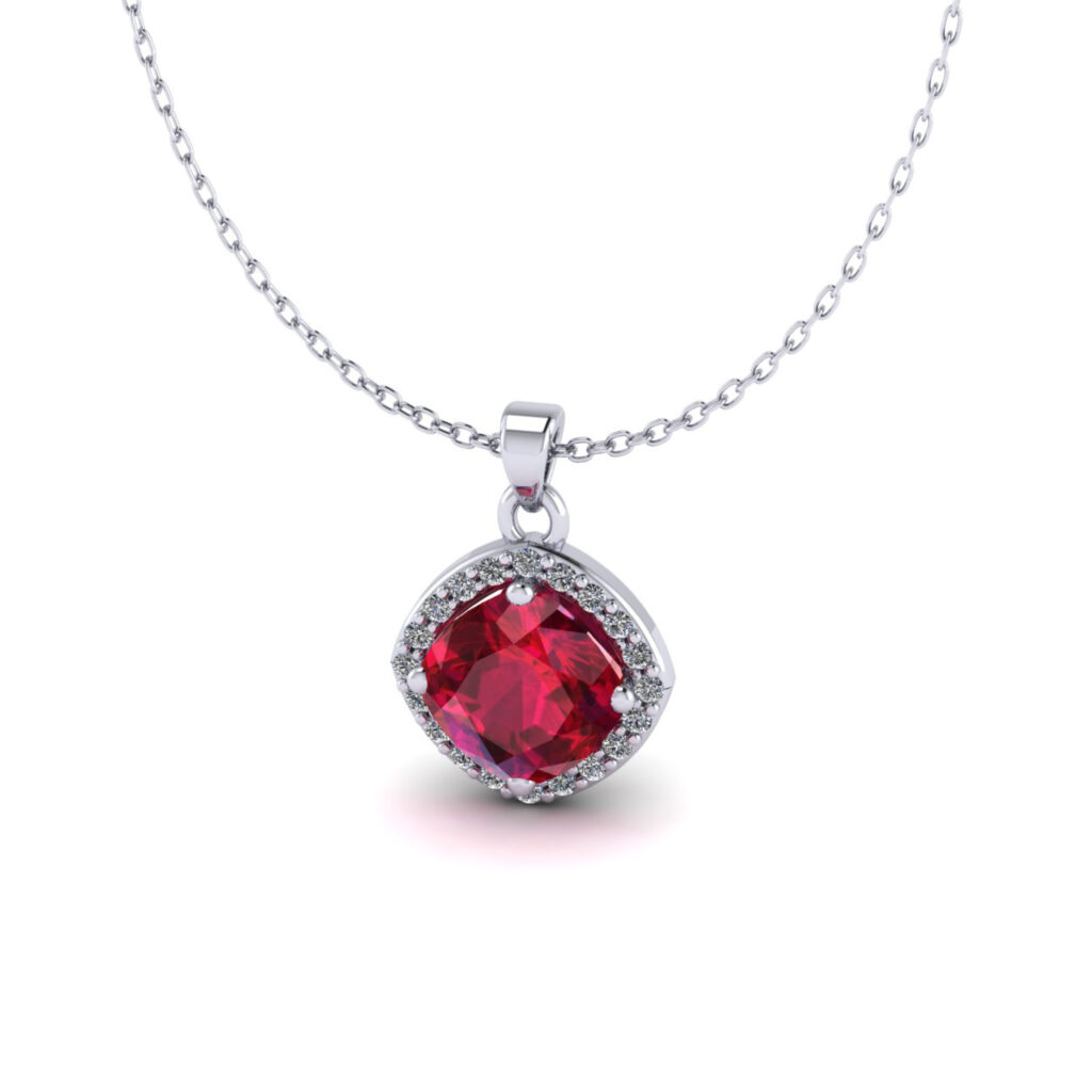 Cushion Ruby Gemstone with diamond halo Penthouse Kdrama