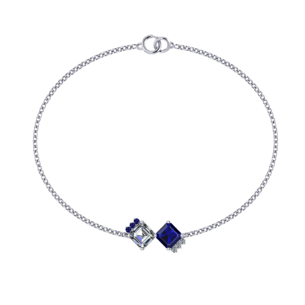 Toi et moi Bracelet, Blue sapphire and Diamond bracelet inspired by Empress Josephine