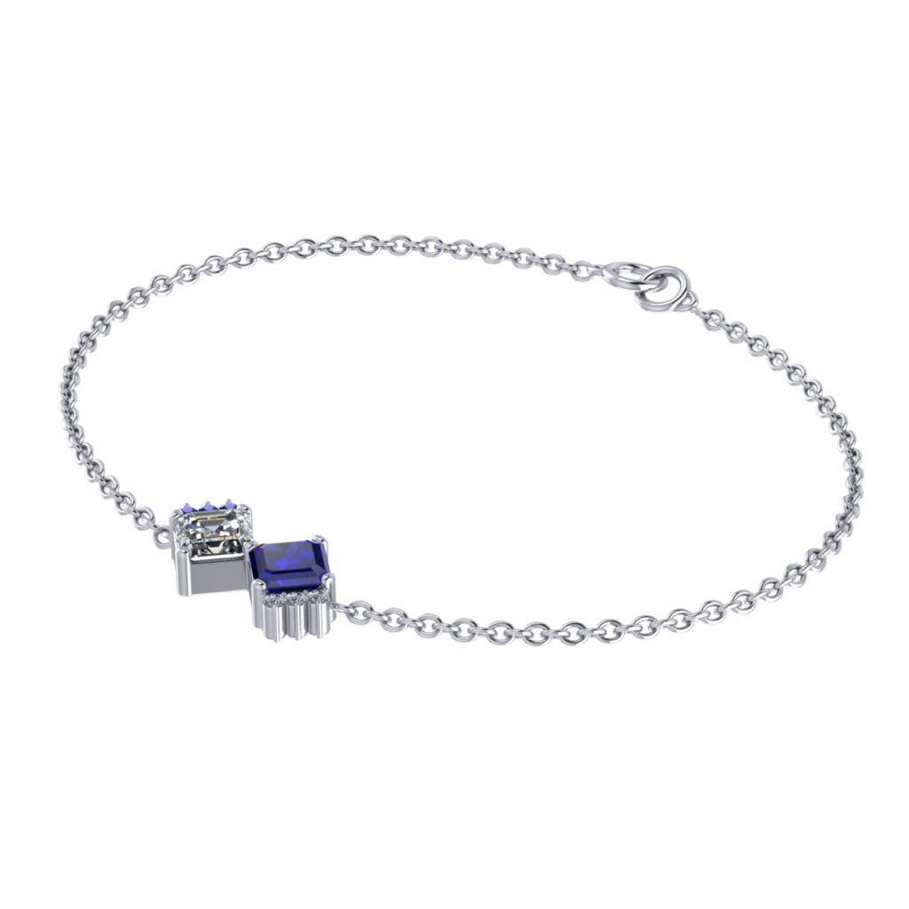 Toi et moi Bracelet, Blue sapphire and Diamond bracelet inspired by Empress Josephine