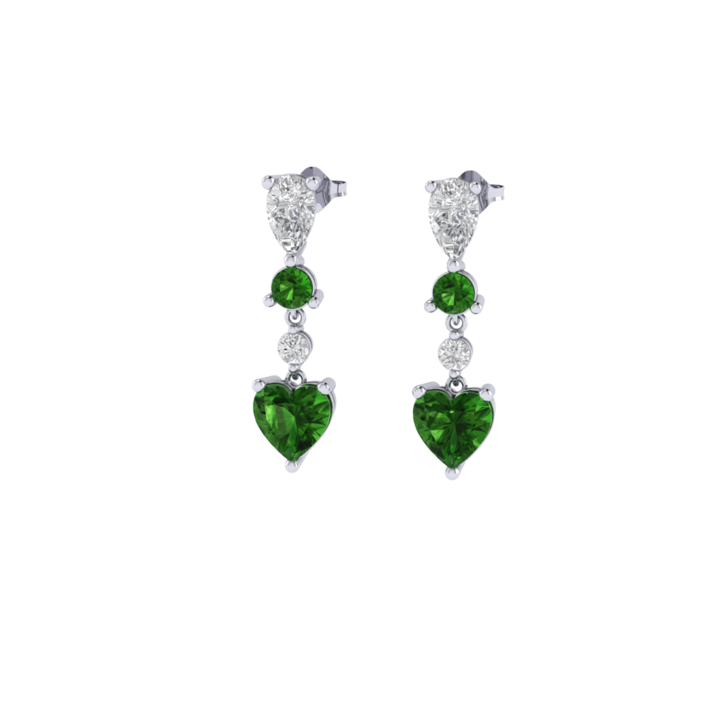 Tourmaline Gemstone Dangling Earrings in 18K White Gold