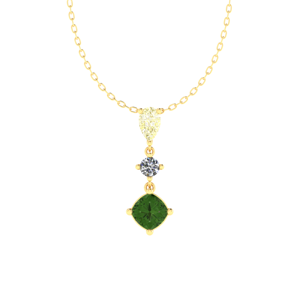 Tourmaline Gemstone Necklace with Diamonds in 18K YellowGold