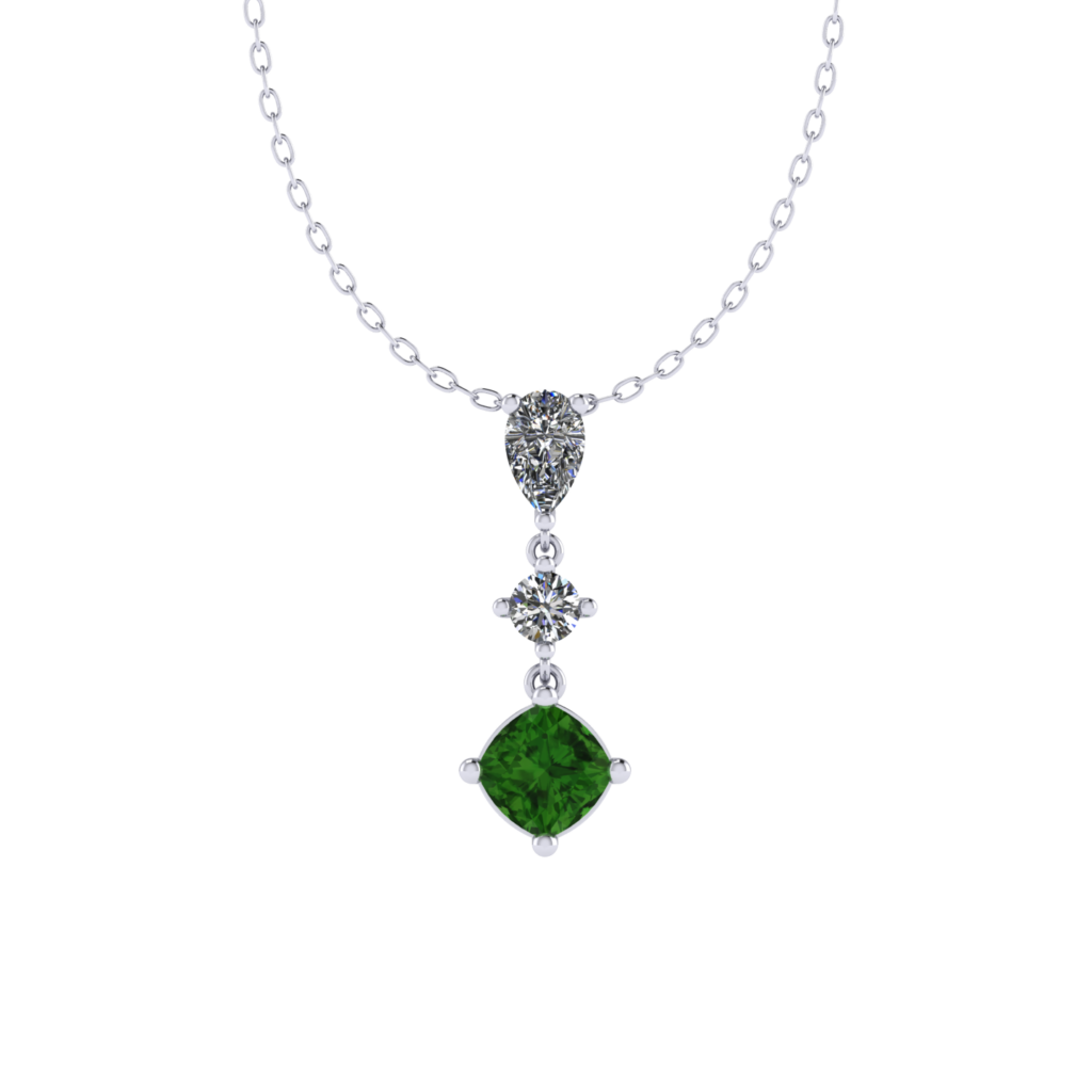 Tourmaline Gemstone Necklace with Diamonds in 18K White Gold