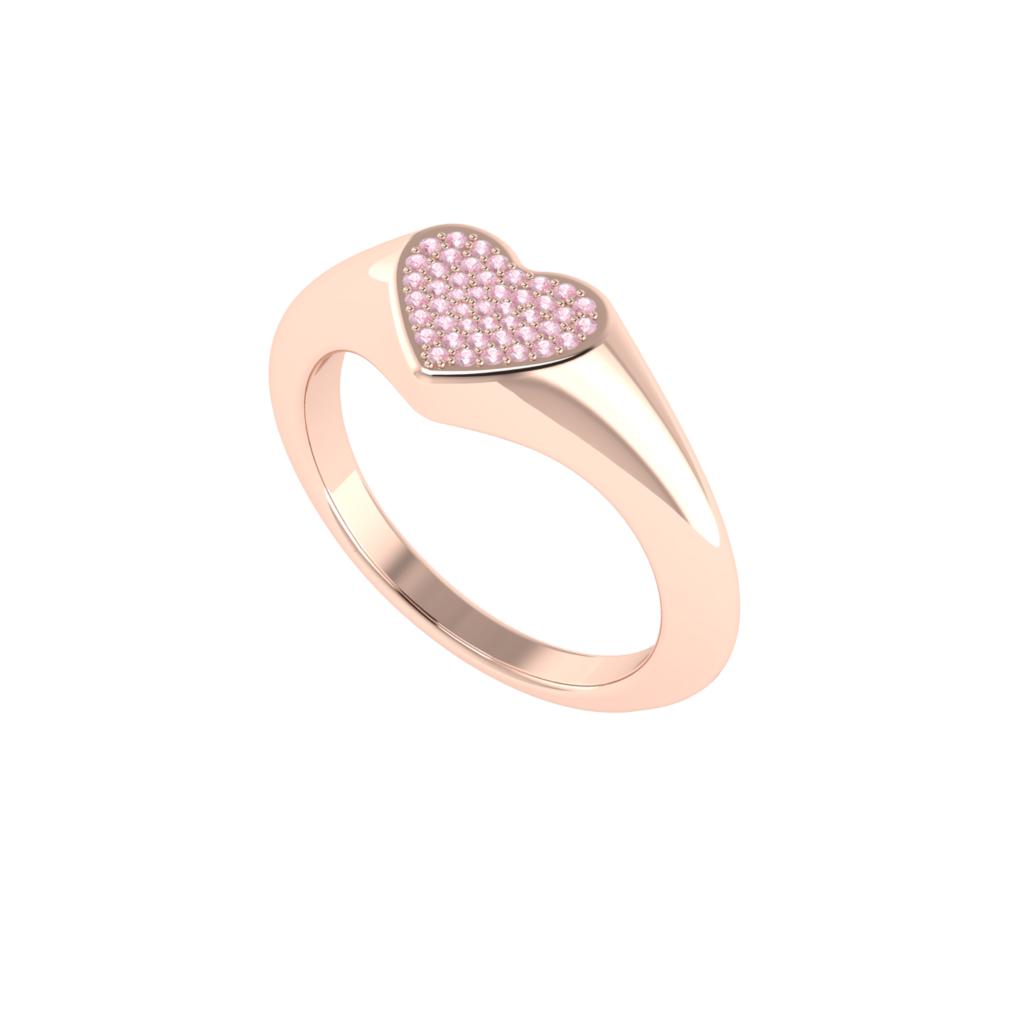 light pink gemstone heart fashion ring