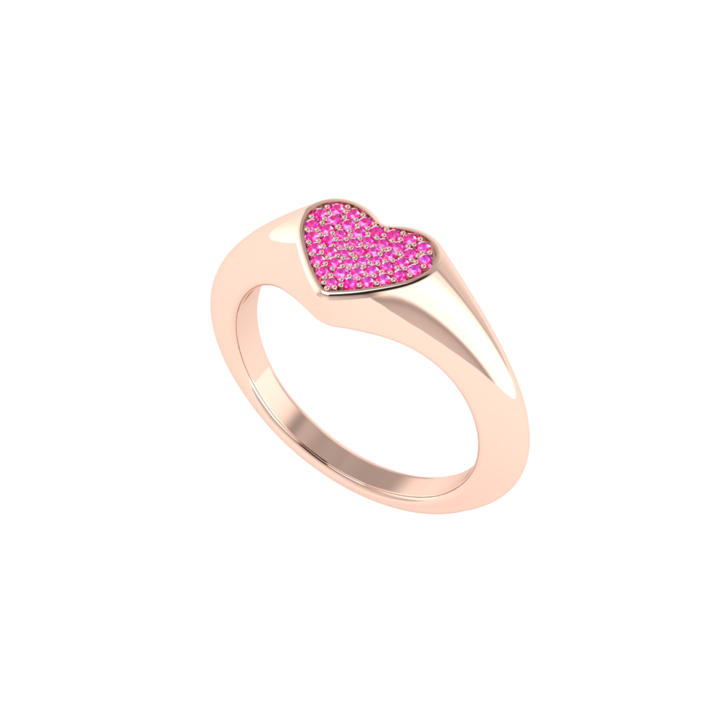 pink gemstone heart fashion ring