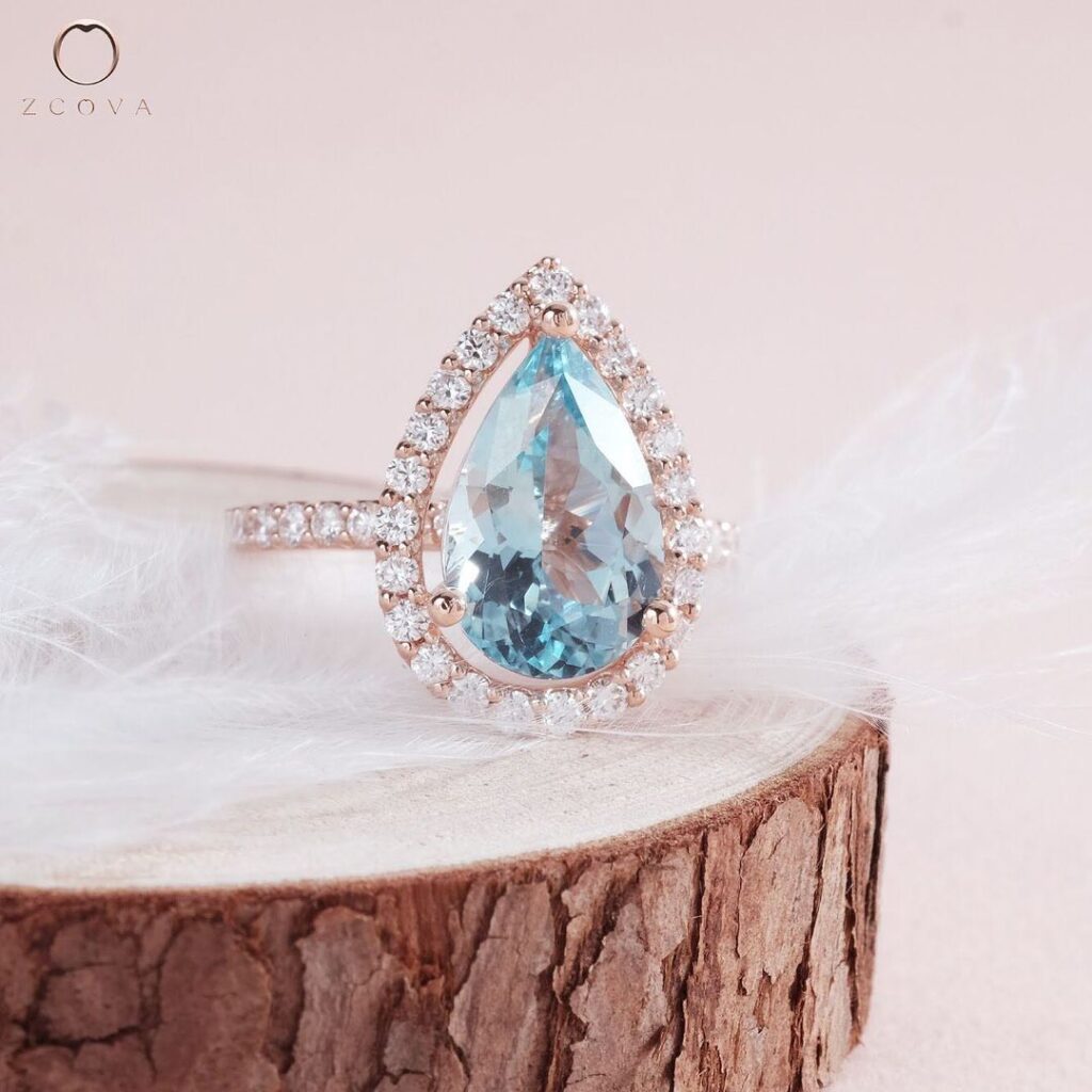 aquamarine gemstone ring for birthday gift