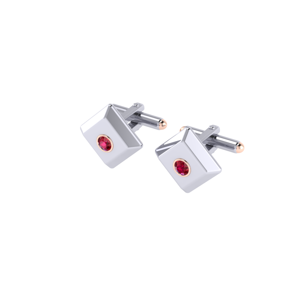 Cufflink with ruby gemstone for birthday gift