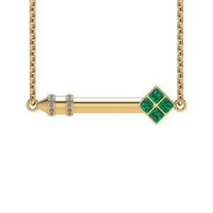 Emerald diamonds on 18K yellow gold necklace for birthday gift