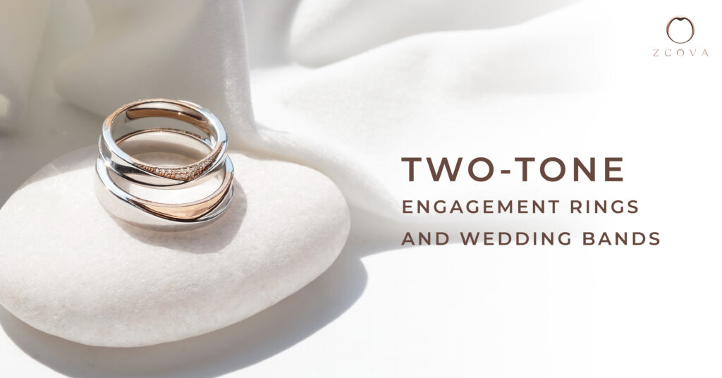 Two-Tone 18K Gold Engagement Rings And Wedding Bands | Zcova
